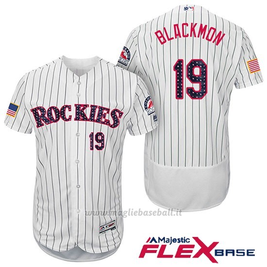 Maglia Baseball Uomo Colorado Rockies 2017 Estrellas y Rayas Charlie Neromon 19 Bianco Flex Base